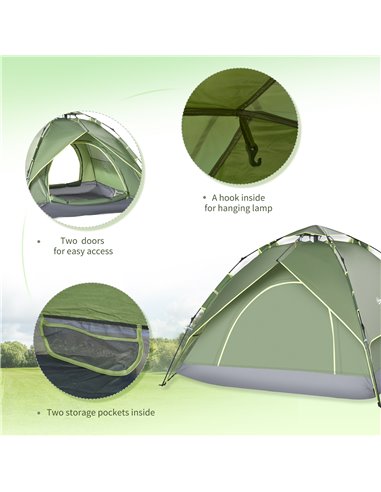 Outsunny Three Man Pop Up Tent Camping Festival Hiking Family Travel Shelter Portable A20-057