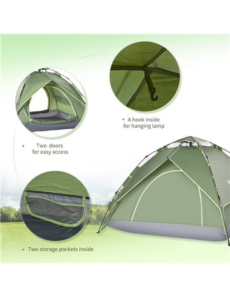Outsunny Three Man Pop Up Tent Camping Festival Hiking Family Travel Shelter Portable A20-057 - pic 65542 | FastDaddyshop