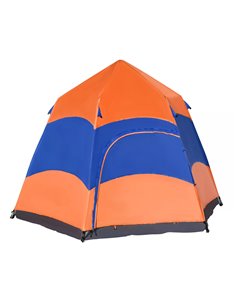 Outsunny Hexagon Pop Up Tent for Six, Portable Shelter, Orange and Blue A20-056