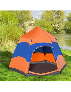 Outsunny Hexagon Pop Up Tent for Six, Portable Shelter, Orange and Blue A20-056 2