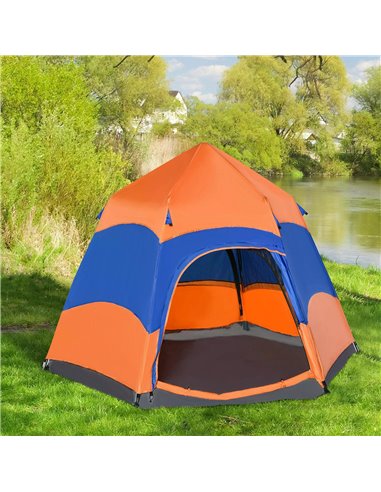 Outsunny Hexagon Pop Up Tent for Six, Portable Shelter for Camping, Festivals, Hiking, Family Use A20-056