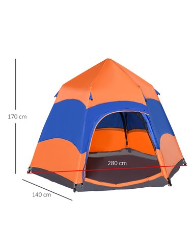 Outsunny Hexagon Pop Up Tent for Six, Portable Shelter for Camping, Festivals, Hiking, Family Use A20-056