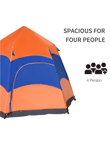 Outsunny Hexagon Pop Up Tent for Six, Portable Shelter for Camping, Festivals, Hiking, Family Use A20-056