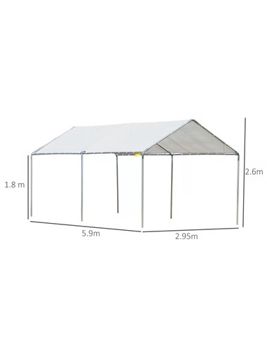 Outsunny 3 x 6m Heavy Duty Carport Garage Car Shelter Galvanized Steel Outdoor Open Canopy Tent Water UV Resistant Waterproof, W