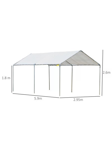 Outsunny 3 x 6m Heavy Duty Carport Garage Car Shelter Galvanized Steel Outdoor Open Canopy Tent Water UV Resistant Waterproof, W - pic 65556 | FastDaddyshop