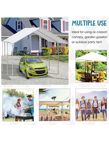 Outsunny 3 x 6m Heavy Duty Carport Garage Car Shelter Galvanized Steel Outdoor Open Canopy Tent Water UV Resistant Waterproof, W - pic 65558 | FastDaddyshop