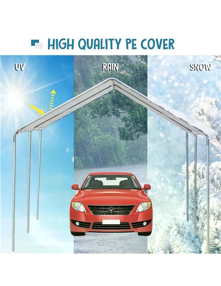 Outsunny 3 x 6m Heavy Duty Carport Garage Car Shelter Galvanized Steel Outdoor Open Canopy Tent Water UV Resistant Waterproof, W - pic 65560 | FastDaddyshop