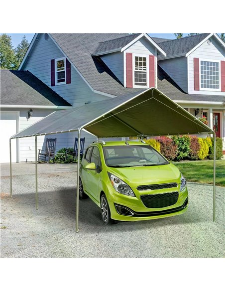 Outsunny 3 x 6m Heavy Duty Carport Garage Car Shelter Galvanized Steel Outdoor Open Canopy Tent Water UV Resistant Waterproof, G - pic 65564 | FastDaddyshop