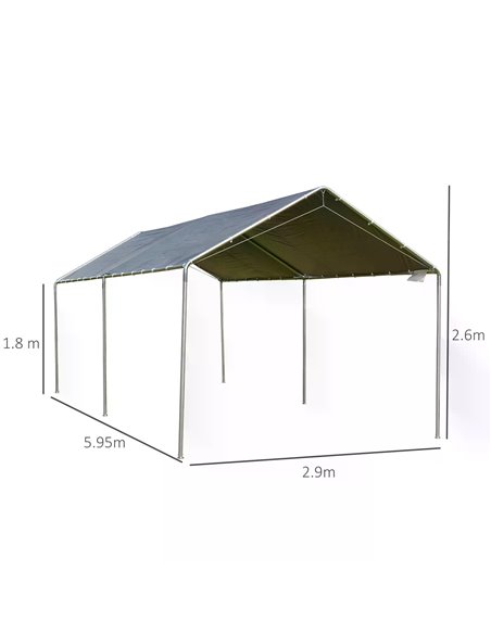 Outsunny 3 x 6m Heavy Duty Carport Garage Car Shelter Galvanized Steel Outdoor Open Canopy Tent Water UV Resistant Waterproof, G - pic 65565 | FastDaddyshop