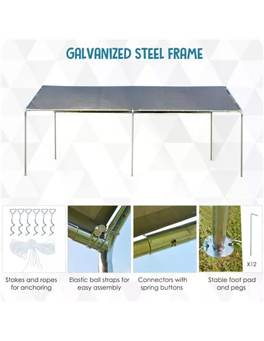 Outsunny 3 x 6m Heavy Duty Carport Garage Car Shelter Galvanized Steel Outdoor Open Canopy Tent Water UV Resistant Waterproof, G