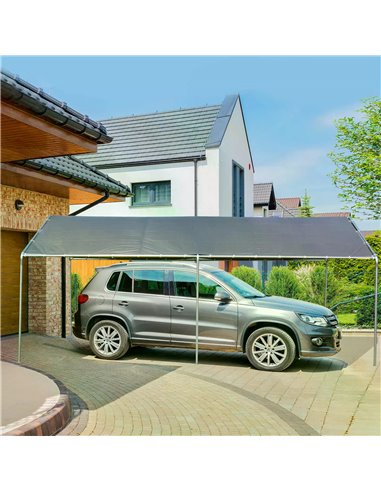 Outsunny 3 x 6m Heavy Duty Carport Garage Car Shelter Galvanized Steel Outdoor Open Canopy Tent Water UV Resistant Waterproof, G