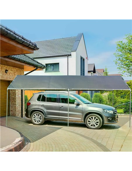 Outsunny 3 x 6m Heavy Duty Carport Garage Car Shelter Galvanized Steel Outdoor Open Canopy Tent Water UV Resistant Waterproof, G - pic 65569 | FastDaddyshop