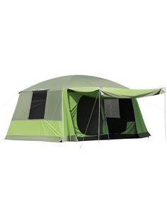 Outsunny Two Room Dome Tent w/ Porch for 4-8 Man, Camping Backpacking Shelter w/ Mesh Windows, Zipped Doors, Lamp Hook & Portabl
