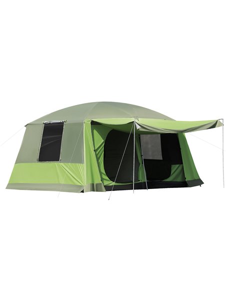 Outsunny Two Room Dome Tent w/ Porch for 4-8 Man, Camping Backpacking Shelter w/ Mesh Windows, Zipped Doors, Lamp Hook & Portabl - pic 65572 | FastDaddyshop