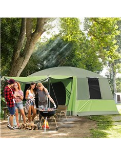 Outsunny Two Room Dome Tent w/ Porch for 4-8 Man, Camping Backpacking Shelter w/ Mesh Windows, Zipped Doors, Lamp Hook & Portabl 2