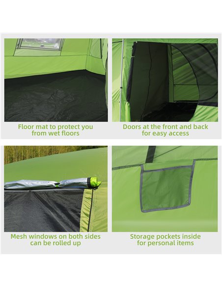 Outsunny Two Room Dome Tent w/ Porch for 4-8 Man, Camping Backpacking Shelter w/ Mesh Windows, Zipped Doors, Lamp Hook & Portabl - pic 65577 | FastDaddyshop