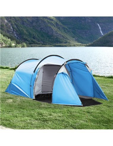 Outsunny Tunnel Tent for 2-3 Persons, Camping Shelter with Vestibule, Air Vents, Rainfly, Weather-Resistant, Blue A20-173LB