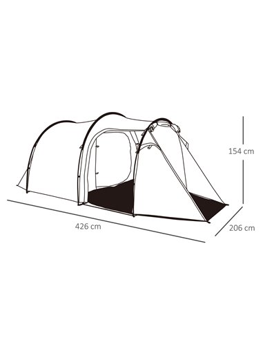 Outsunny Tunnel Tent for 2-3 Persons, Camping Shelter with Vestibule, Air Vents, Rainfly, Weather-Resistant, Blue A20-173LB