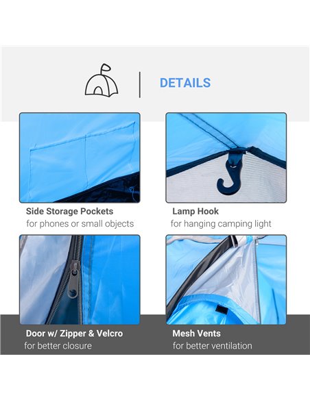 Outsunny Tunnel Tent for 2-3 Persons, Camping Shelter with Vestibule, Air Vents, Rainfly, Weather-Resistant, Blue A20-173LB - pic 65585 | FastDaddyshop