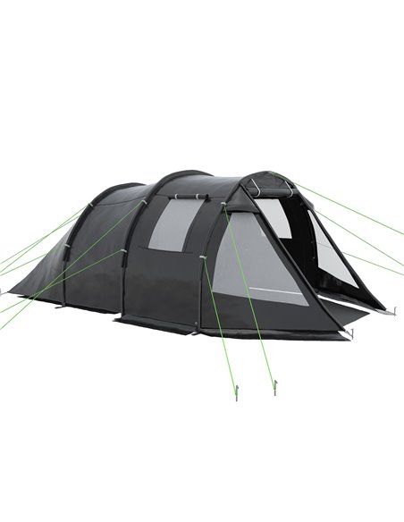 Outsunny Spacious Tunnel Tent for 3-4 Persons, Two-Room Camping Shelter with Windows, Ventilation Covers, Carry Bag, Black A20-2 - pic 65590 | FastDaddyshop