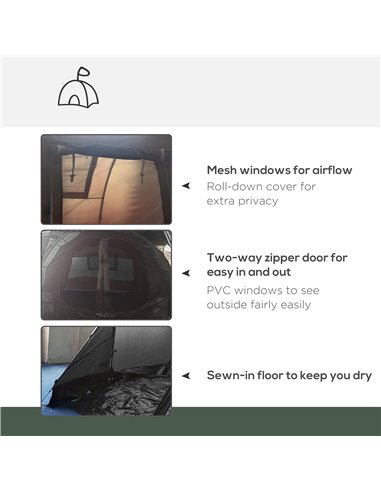 Outsunny Spacious Tunnel Tent for 3-4 Persons, Two-Room Camping Shelter with Windows, Ventilation Covers, Carry Bag, Black A20-2