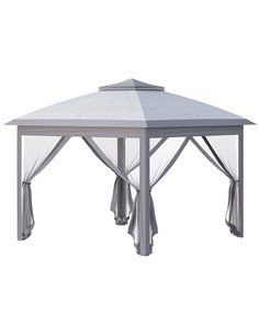 Outsunny 11' x 11' Pop Up Canopy, Double Roof Foldable Canopy Tent with Zippered Mesh Sidewalls, Height Adjustable and Carrying 