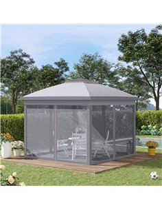 Outsunny 11' x 11' Pop Up Canopy, Double Roof Foldable Canopy Tent with Zippered Mesh Sidewalls, Height Adjustable and Carrying  2