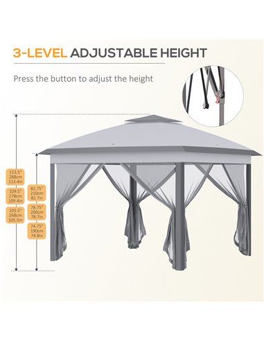 Outsunny 11' x 11' Pop Up Canopy, Double Roof Foldable Canopy Tent with Zippered Mesh Sidewalls, Height Adjustable and Carrying 