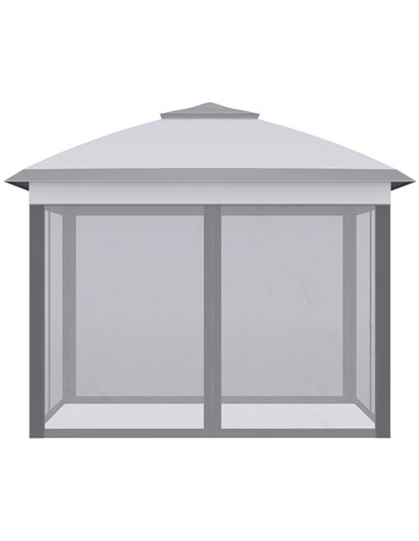 Outsunny 11' x 11' Pop Up Canopy, Double Roof Foldable Canopy Tent with Zippered Mesh Sidewalls, Height Adjustable and Carrying 