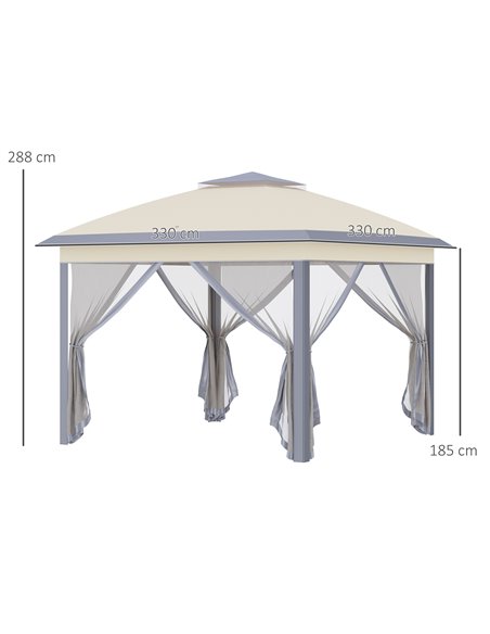 Outsunny 11' x 11' Pop Up Canopy, Double Roof Foldable Canopy Tent with Zippered Mesh Sidewalls, Height Adjustable and Carrying  - pic 65610 | FastDaddyshop