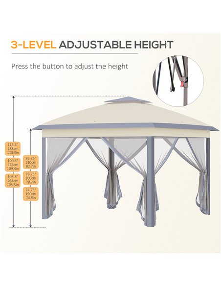 Outsunny 11' x 11' Pop Up Canopy, Double Roof Foldable Canopy Tent with Zippered Mesh Sidewalls, Height Adjustable and Carrying  - pic 65613 | FastDaddyshop