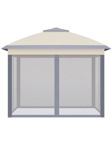 Outsunny 11' x 11' Pop Up Canopy, Double Roof Foldable Canopy Tent with Zippered Mesh Sidewalls, Height Adjustable and Carrying 