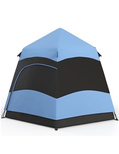 Outsunny Double Layer Dome Tent w/ Rainfly and Welded Floor, 4 Man Hexagon Pop Up Tent, Portable Camping Shelter w/ Hang Hook an