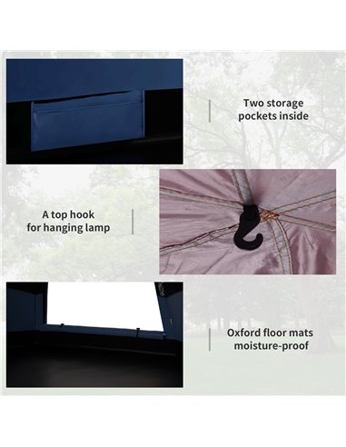 Outsunny Double Layer Dome Tent w/ Rainfly and Welded Floor, 4 Man Hexagon Pop Up Tent, Portable Camping Shelter w/ Hang Hook an