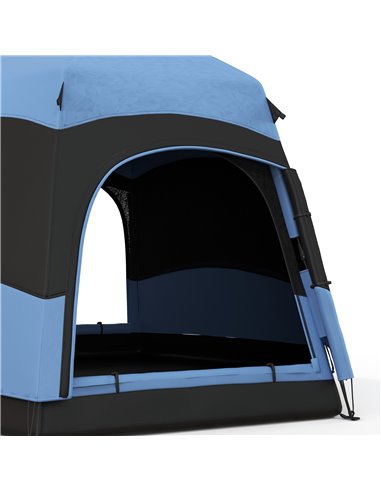 Outsunny Double Layer Dome Tent w/ Rainfly and Welded Floor, 4 Man Hexagon Pop Up Tent, Portable Camping Shelter w/ Hang Hook an