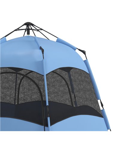 Outsunny Double Layer Dome Tent w/ Rainfly and Welded Floor, 4 Man Hexagon Pop Up Tent, Portable Camping Shelter w/ Hang Hook an