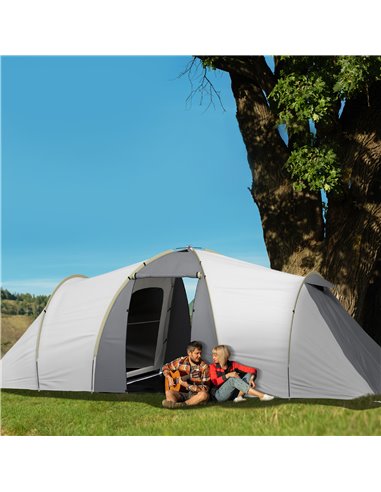 Outsunny 4-6 Person Tunnel Tent, Two Bedrooms, 2000mm Waterproof, UV50+ Protection, Ideal for Outdoor Activities, Carry Bag Incl