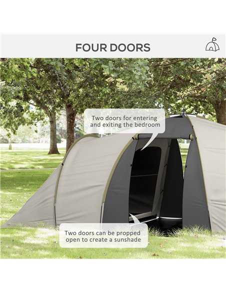 Outsunny 4-6 Person Tunnel Tent, Two Bedrooms, 2000mm Waterproof, UV50+ Protection, Ideal for Outdoor Activities, Carry Bag Incl - pic 65648 | FastDaddyshop