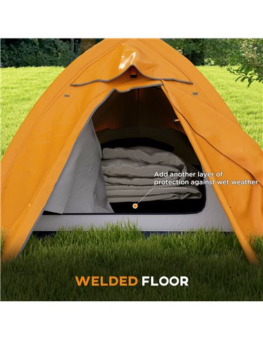 Outsunny Backpacking Tent for 1-2, Double Layer Camping Shelter with Carry Bag, 2000mm Waterproof, Lightweight, Orange A20-424V0