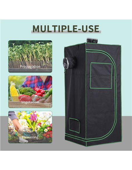 Outsunny Hydroponic Plant Grow Tent  W/ Window Tool Bag, 60L x 60W x 140Hcm-Black/Green 845-262 - pic 65676 | FastDaddyshop