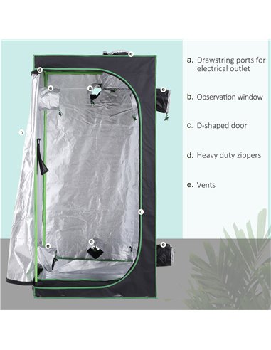Outsunny Hydroponic Plant Grow Tent, 80L x 80W x 160Hcm-Black/Green 845-262V01