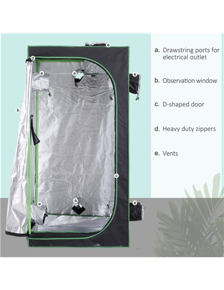 Outsunny Hydroponic Plant Grow Tent, 80L x 80W x 160Hcm-Black/Green 845-262V01 - pic 65683 | FastDaddyshop
