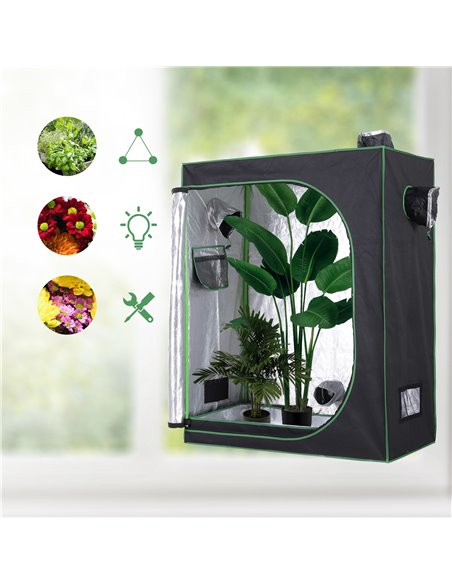 Outsunny Hydroponic Plant Grow Tent Canopy Indoor Reflective Mylar Green Room 600D Oxford 120L x60W x150Hcm Silver  845-263 - pic 65690 | FastDaddyshop