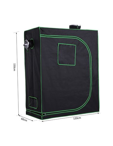 Outsunny Hydroponic Plant Grow Tent Canopy Indoor Reflective Mylar Green Room 600D Oxford 120L x60W x150Hcm Silver  845-263