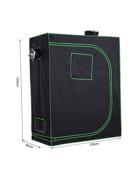 Outsunny Hydroponic Plant Grow Tent Canopy Indoor Reflective Mylar Green Room 600D Oxford 120L x60W x150Hcm Silver  845-263 - pic 65691 | FastDaddyshop