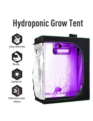 Outsunny Hydroponic Plant Grow Tent Canopy Indoor Reflective Mylar Green Room 600D Oxford 120L x60W x150Hcm Silver  845-263