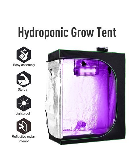 Outsunny Hydroponic Plant Grow Tent Canopy Indoor Reflective Mylar Green Room 600D Oxford 120L x60W x150Hcm Silver  845-263 - pic 65693 | FastDaddyshop