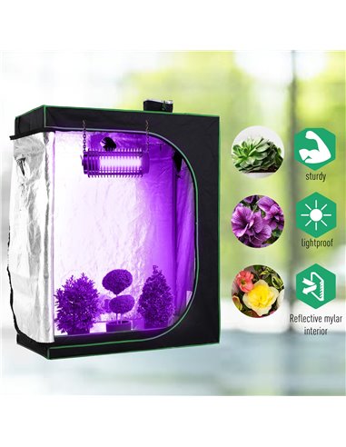 Outsunny Hydroponic Plant Grow Tent Canopy Indoor Reflective Mylar Green Room 600D Oxford 120L x60W x150Hcm Silver  845-263