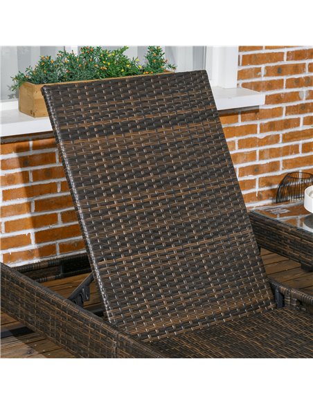 Outsunny Three-Piece Reclining Lounger Set, with Glass-Top Table - Cream 862-074V70CW - pic 65706 | FastDaddyshop