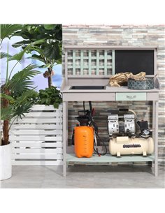 Outsunny Wooden Garden Potting Table with Drawer Flower Plant Work Bench Workstation Tool Storage Shelves Outdoor B41-006 2